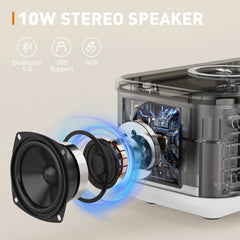 Alarm Clock Speaker Wireless Charger Digital Bedrooms Dimmable Light Bedrooms Bluetooth Speaker Alarm Clock Dual Alarm Snooze 12/24H Dimmer Support USB AUX