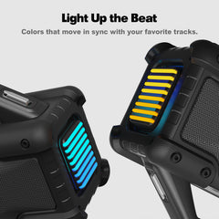 Portable Bluetooth Speaker RGB Lights Loud Stereo Sound Outdoor Water Resistant Wireless Bluetooth Speaker 300W(Peak) Party Lights EQ TWS USB AUX TF IPX6 Party/Beach/Garage