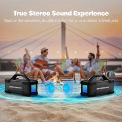 Portable Bluetooth Speaker RGB Lights Loud Stereo Sound Outdoor Water Resistant Wireless Bluetooth Speaker 300W(Peak) Party Lights EQ TWS USB AUX TF IPX6 Party/Beach/Garage