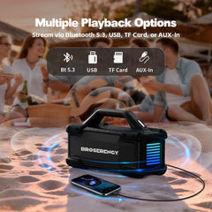 Portable Bluetooth Speaker RGB Lights Loud Stereo Sound Outdoor Water Resistant Wireless Bluetooth Speaker 300W(Peak) Party Lights EQ TWS USB AUX TF IPX6 Party/Beach/Garage